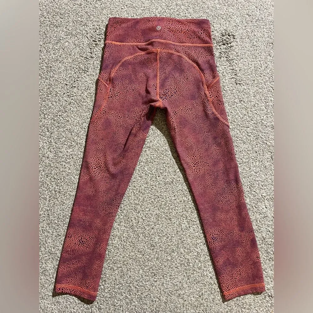 Lululemon Athletica Orange Patterned Leggings